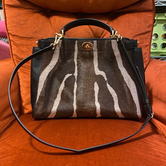 Coach Women’s Handbag Satchel/Shoulder Gramercy Calf Hair Leather Zebra Stripe - Picture 4 of 13